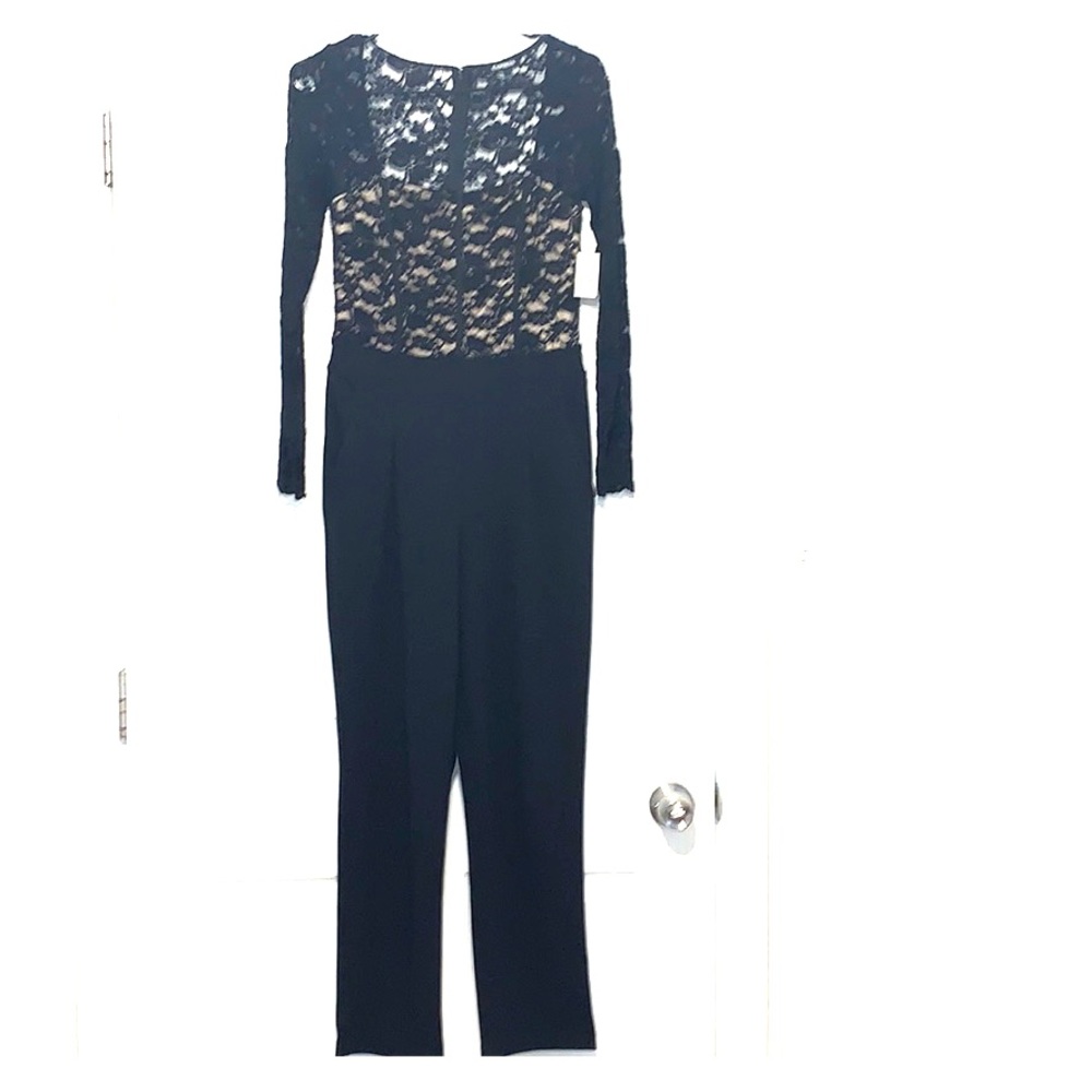 Express Black Jumpsuit With Lace Bodice